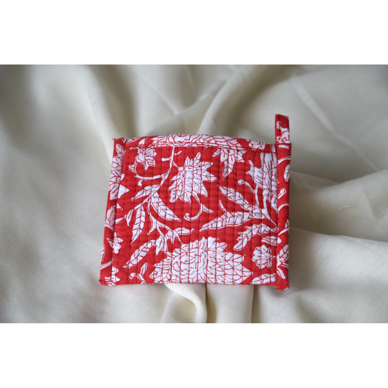 Petit porte monnaie coton matelassé rouge