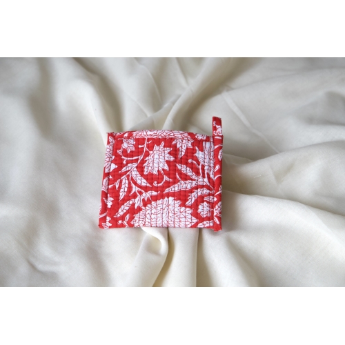 Petit porte monnaie coton matelassé rouge