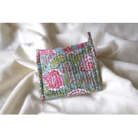 Porte monnaie coton matelassé bleu rose vert