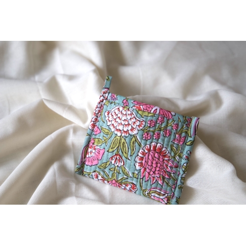 Porte monnaie coton matelassé bleu rose vert