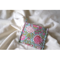 Porte monnaie coton matelassé bleu rose vert