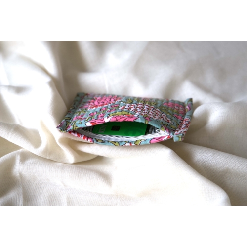 Porte monnaie coton matelassé bleu rose vert