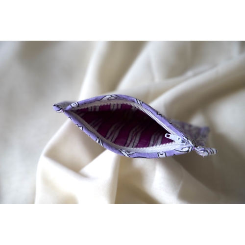 Porte monnaie coton matelassé violet pastel