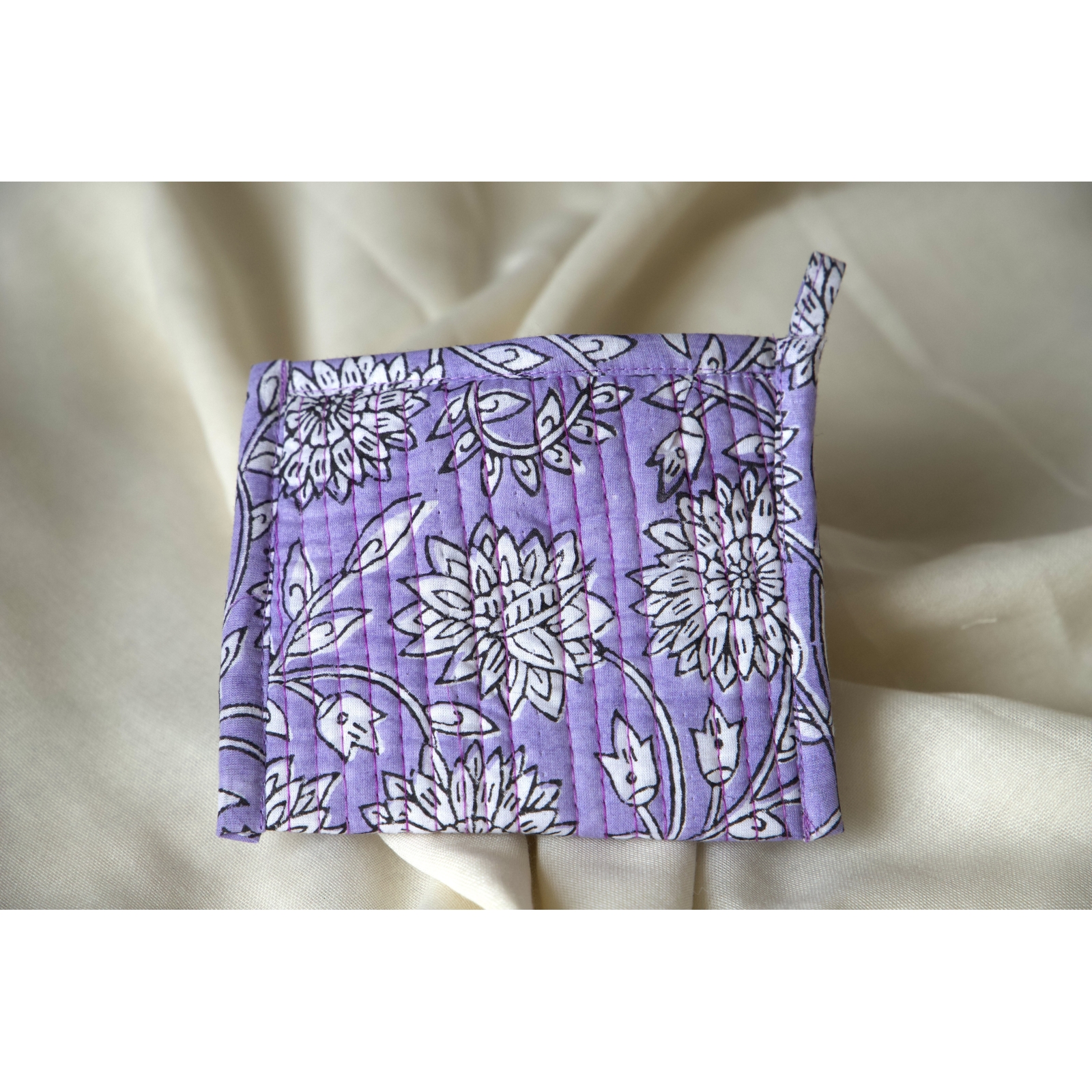 Porte monnaie coton matelassé violet pastel