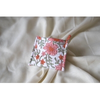 Porte monnaie coton matelassé fleurs orange