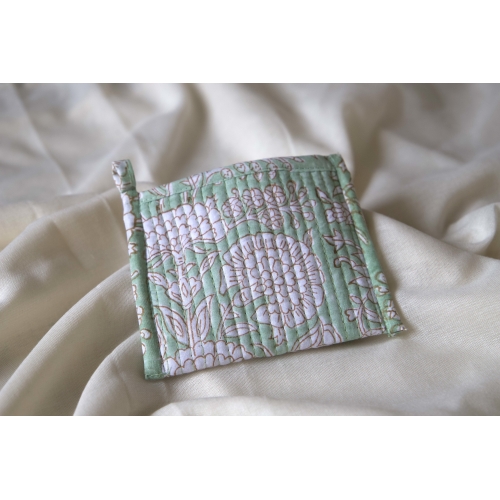 Porte monnaie coton matelassé vert pastel