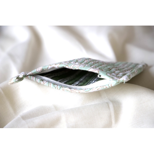 Porte monnaie coton matelassé vert pastel