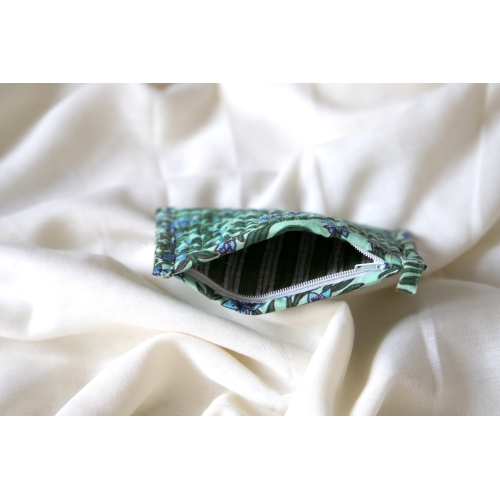 Porte monnaie coton matelassé vert et bleu