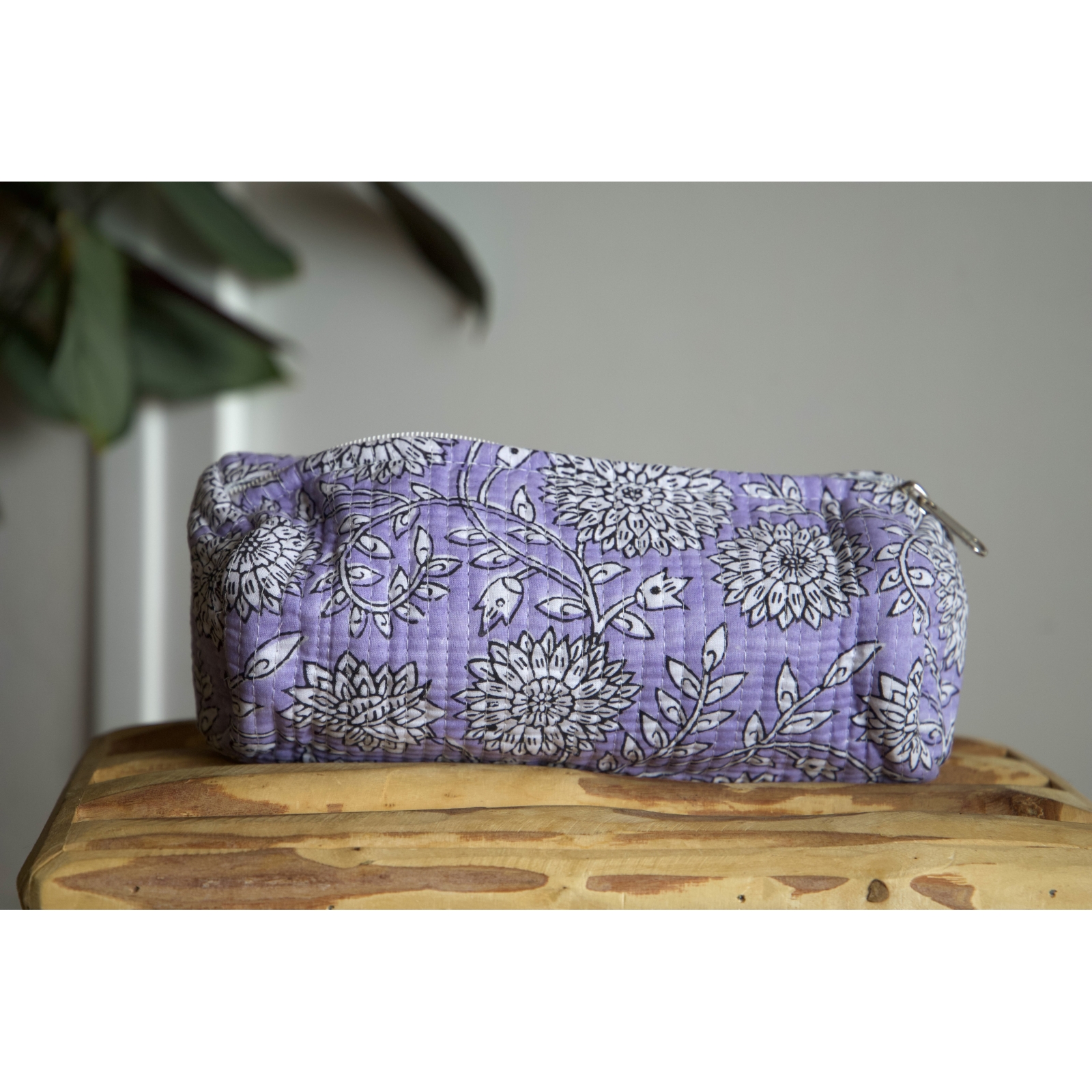 Trousse à crayon matelassé violet