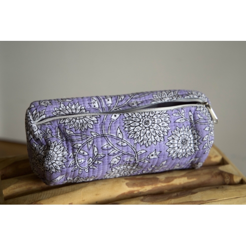 Trousse à crayon matelassé violet