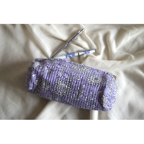Trousse à crayon matelassé violet