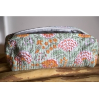 Trousse à crayon matelassé jaune et vert