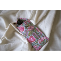 Etui à lunette en coton matelassé bleu rose vert
