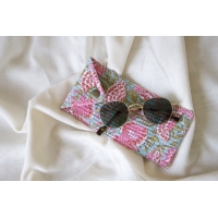 Etui à lunette en coton matelassé bleu rose vert