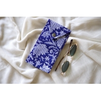 Etui à lunette en coton matelassé bleu