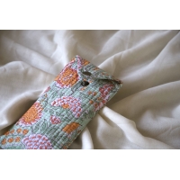 Etui à lunette en coton matelassé jaune et vert