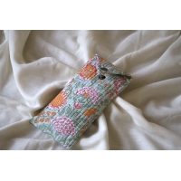 Etui à lunette en coton matelassé jaune et vert