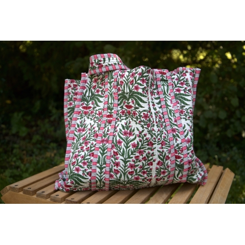 Sac cabas en coton à fleurs