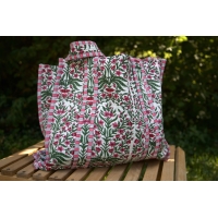 Sac cabas en coton à fleurs