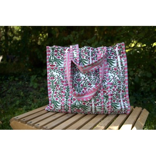 Sac cabas en coton à fleurs