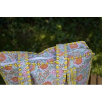 Sac cabas en coton jaune et vert avec fermeture éclair