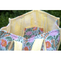 Sac cabas en coton matelassé jaune et vert