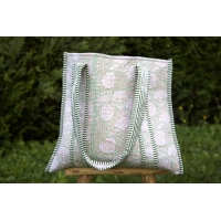 Sac cabas en coton matelassé vert