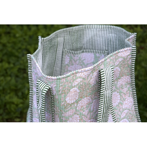 Sac cabas en coton matelassé vert
