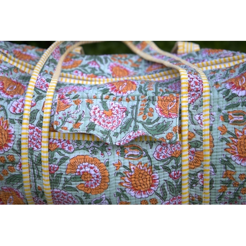Sac de voyage matelassé jaune et vert