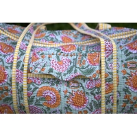 Sac de voyage matelassé jaune et vert