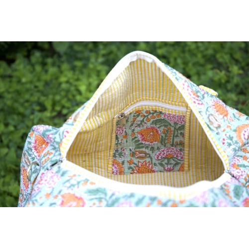 Sac de voyage matelassé jaune et vert