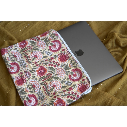 Housse ordinateur beige