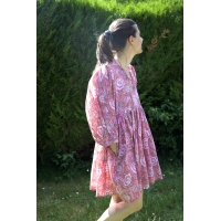 Robe rose courte en coton
