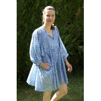 Robe bleu courte en coton