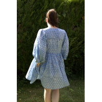 Robe bleu courte en coton
