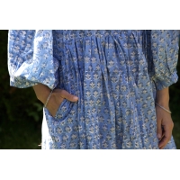 Robe bleu courte en coton