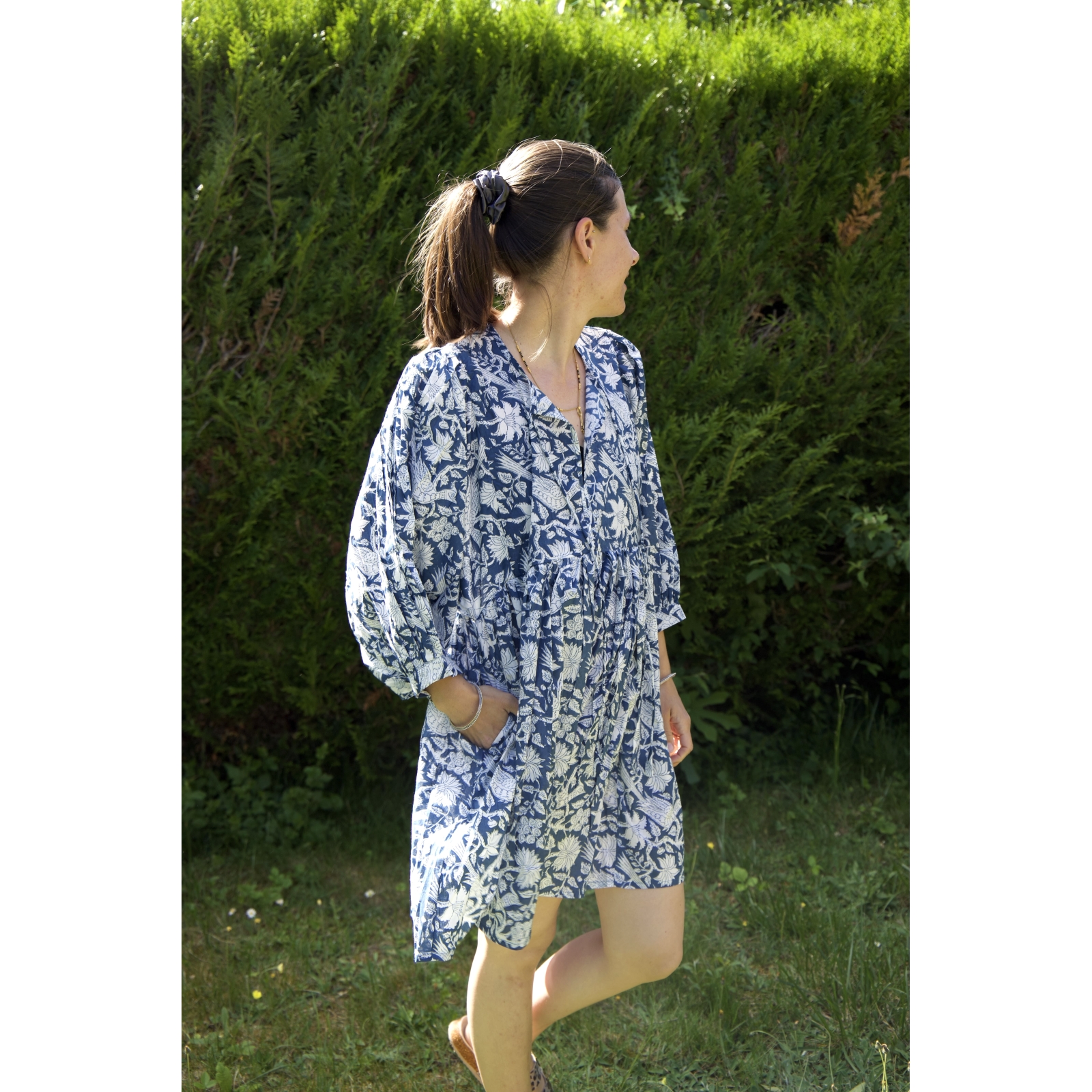 Robe bleu marine courte en coton