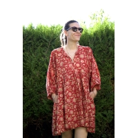 Robe rouge courte en coton