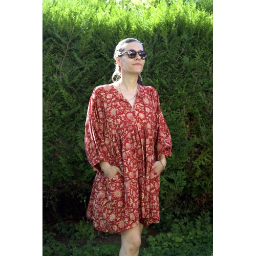Robe rouge courte en coton