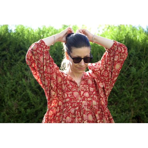 Robe rouge courte en coton