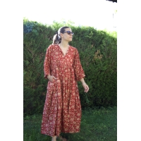 Robe rouge longue en coton