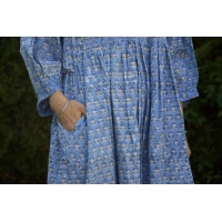 Robe longue bleu petites fleurs en coton