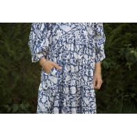 Robe longue bleu marine en coton