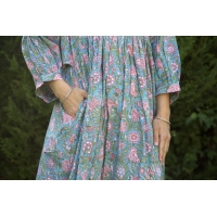 Robe longue bleu et verte en coton