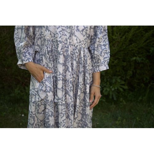 Robe longue grise en coton