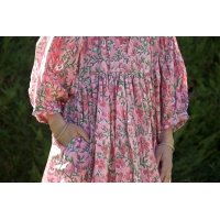 Robe longue rose en coton