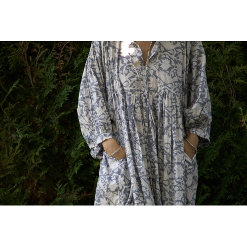 Robe longue grise en coton