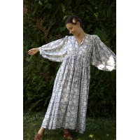 Robe longue grise en coton