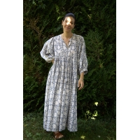 Robe longue grise en coton