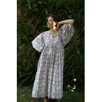 Robe longue grise en coton